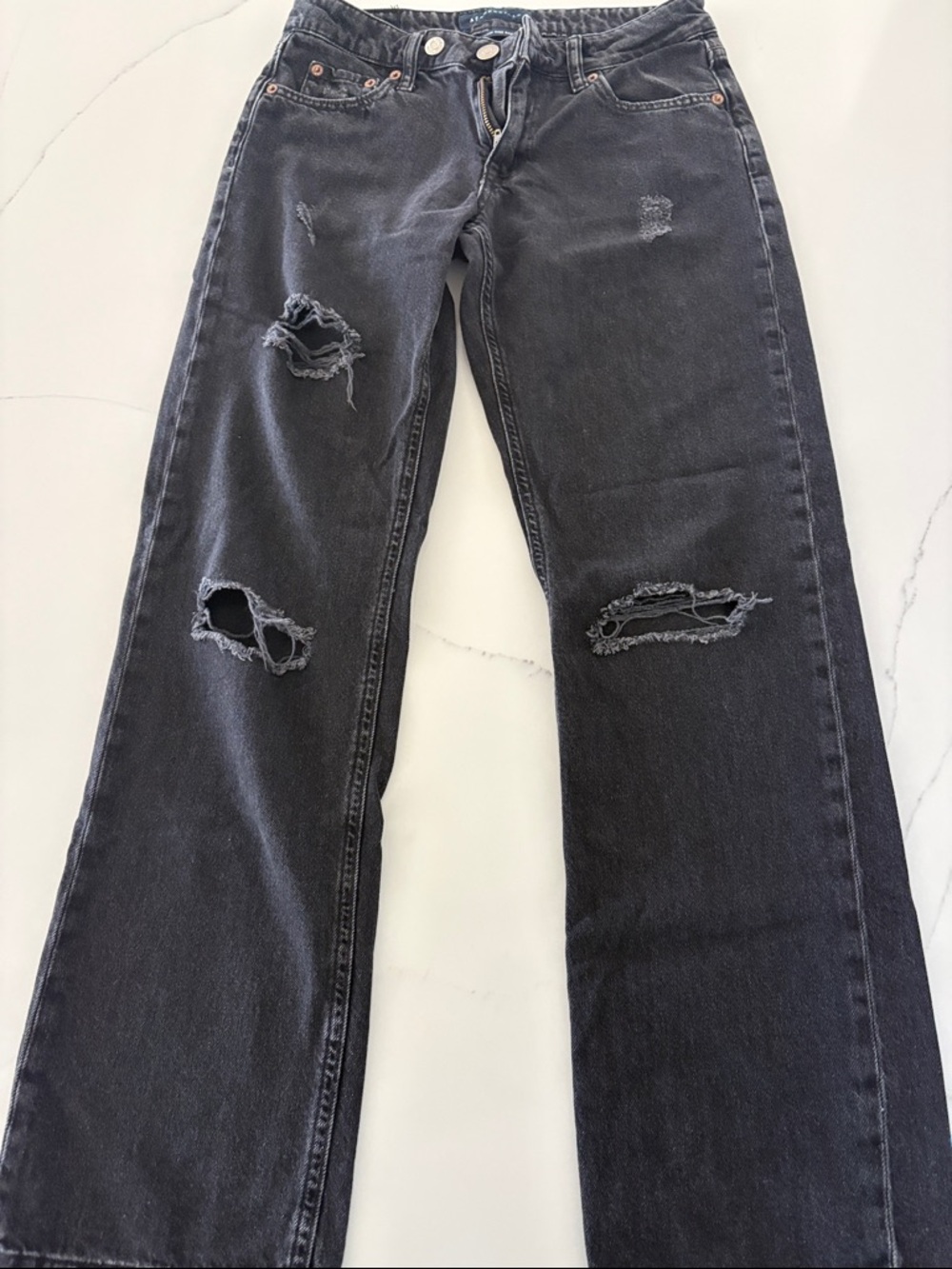 Aeropostale Distressed Black Wide Leg Jeans